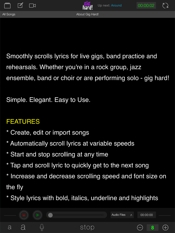 Screenshot #6 pour Gig Hard! Autoscrolling Lyrics