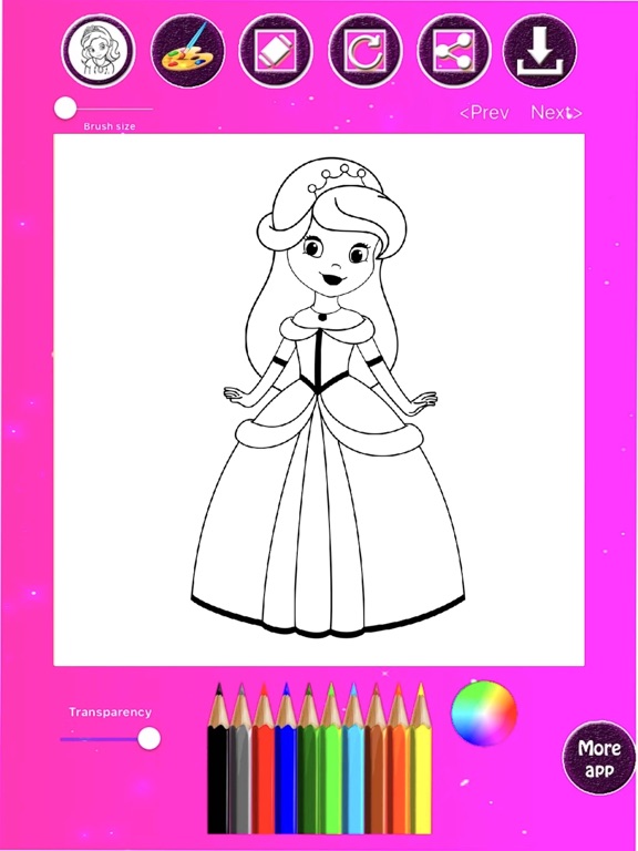 Screenshot #6 pour Princess Coloring Drawing Book