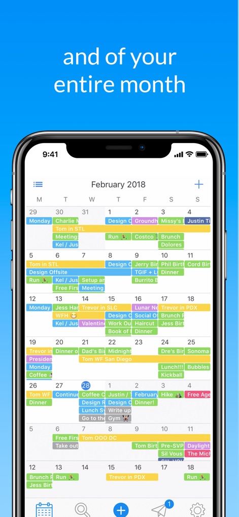 Calendar · - Users can effortlessly visualize their entire month, seeing all scheduled events and commitments within a unified calendar grid.