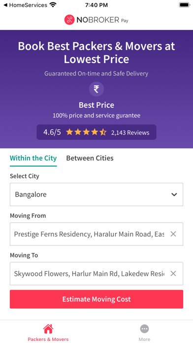 Screenshot #1 pour Packers and Movers By NoBroker