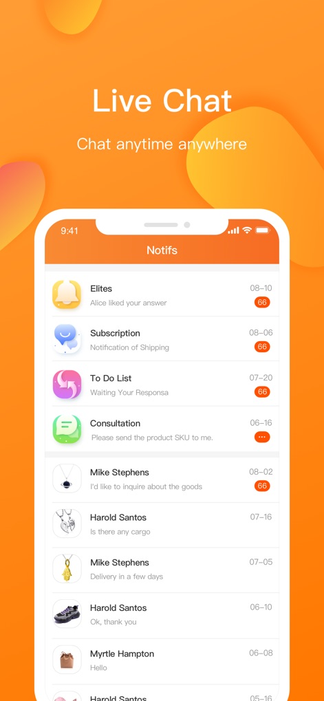 CJdropshipping - 사용자는 이 실시간 채팅 기능을 통해 언제든지 문의할 수 있으며, 기존 상담 기록 목록을 확인하고 빠른 알림을 받을 수 있습니다.