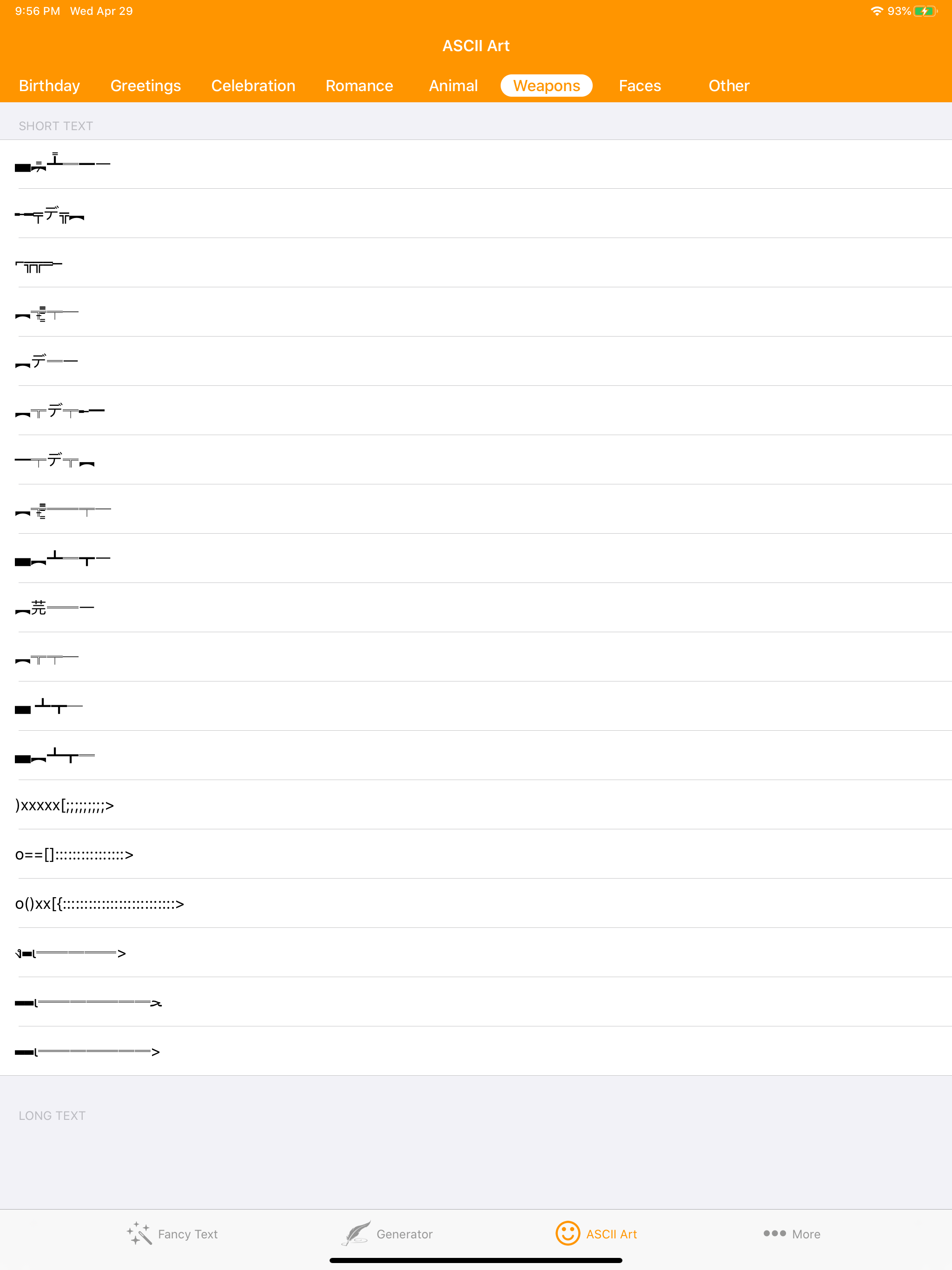 Fancy Text Symbols