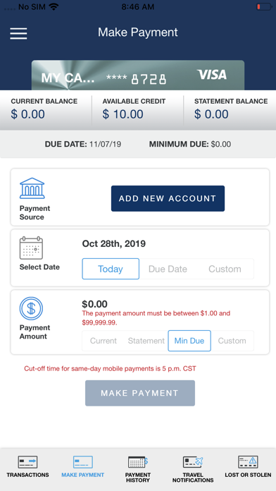 ACMG Visa Screenshot