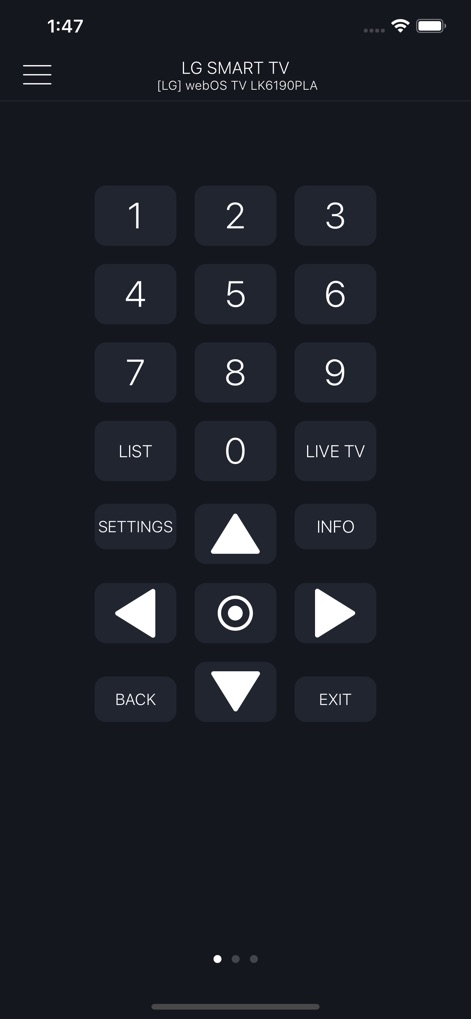 Smartify - LG TV Remote - Effortless channel selection and menu navigation are made possible through the app's full numeric keypad and responsive directional controls.