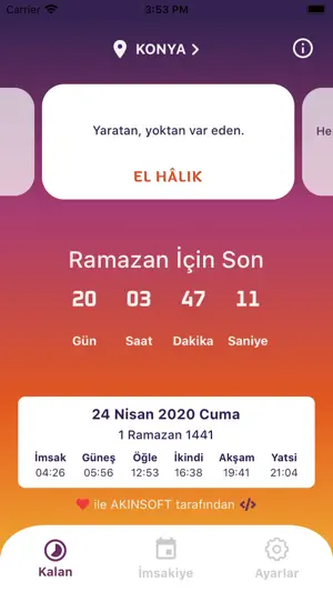 AKINSOFT Namaz Vakitleri screenshot 1