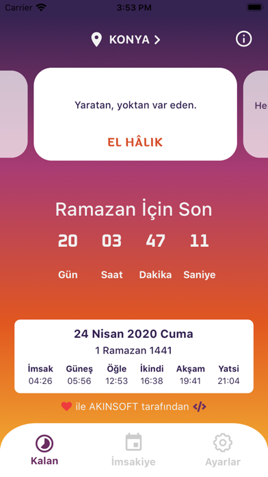 Screenshot #1 pour AKINSOFT Namaz Vakitleri