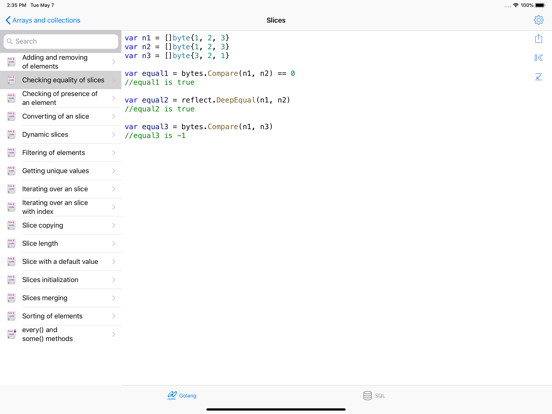 Golang & SQL iPad screenshot 4 - Developer Tools app