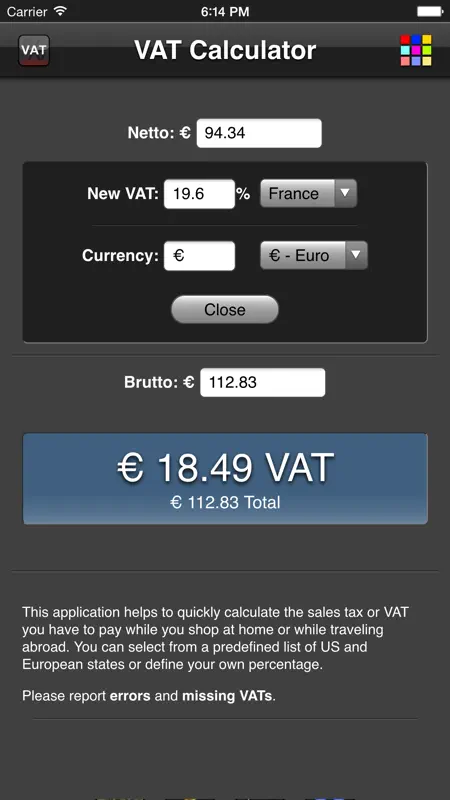 VAT Calculator screenshot 3 of 5