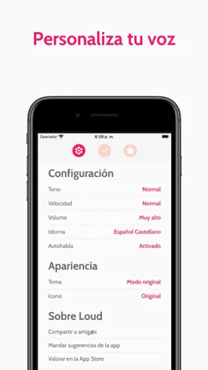 Captura de pantalla de Texto A Voz TTS AAC : Dinata en iPhone 3