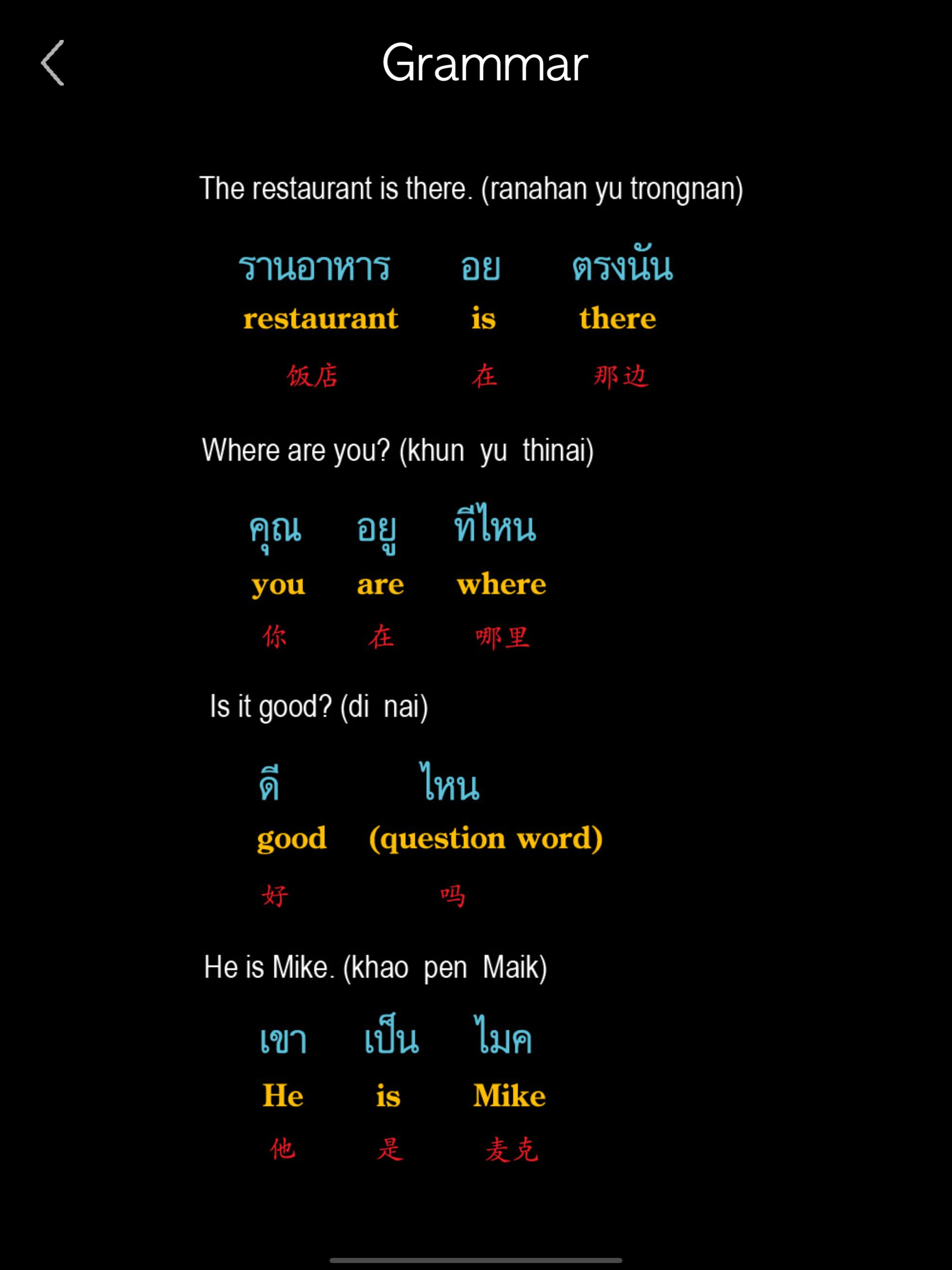 Thai Words & Writing