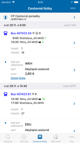 Cestovné poriadky CP screenshot
