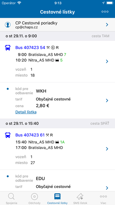 Cestovné poriadky CP Screenshot
