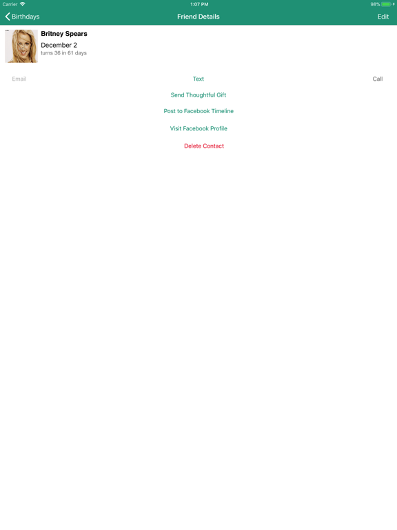 Birthday Calendar Elite iPad screenshot
