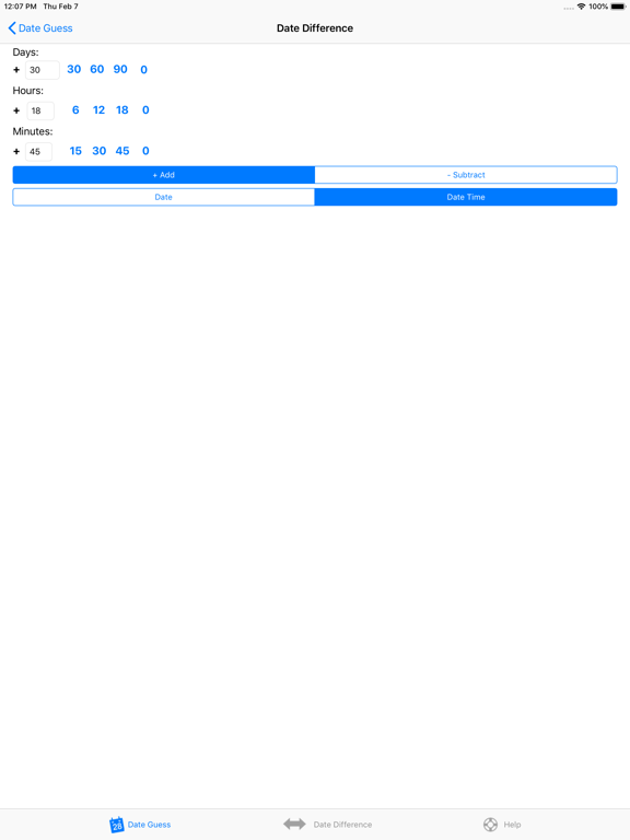 Date T Calc iPad screenshot