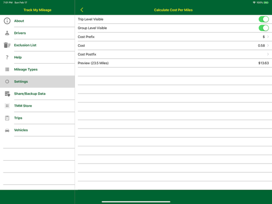 Track My Mileage iPad screenshot 8 - Utilities app