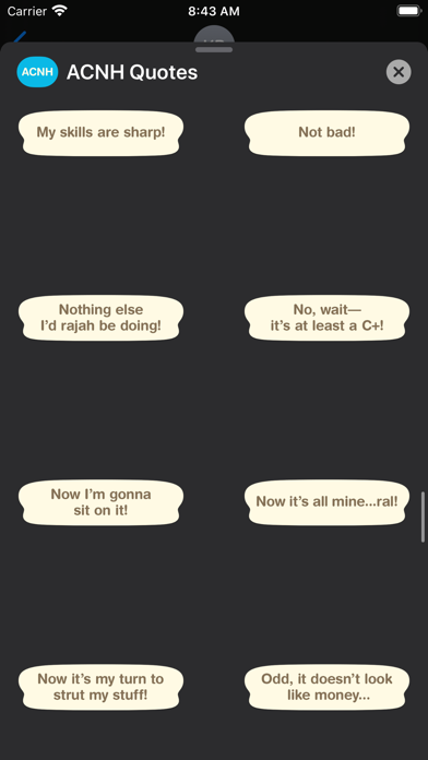 ACNH Quotes iPhone screenshot 8 - Stickers app