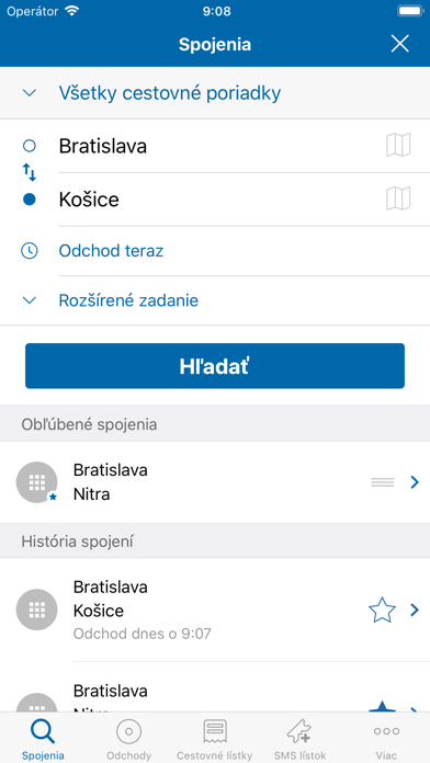 Cestovné poriadky CP Screenshot