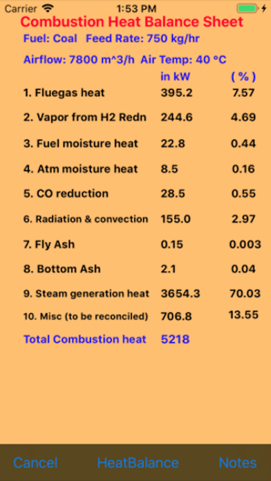 Boiler Efficiency Screenshot