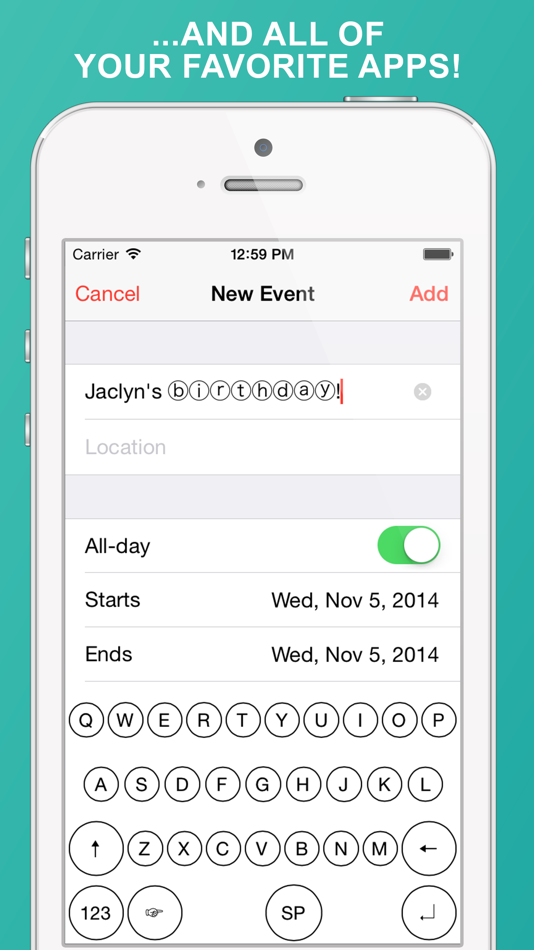 #4. Beautiful BubbleText Keyboard (iOS) 由: Smorgi