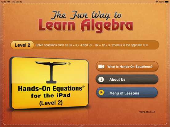 Hands-On Equations Level 2 iPad app afbeelding 1