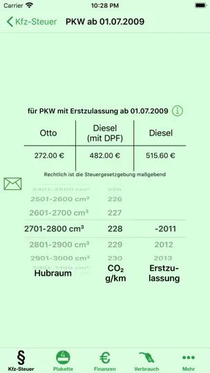 Screenshot von KfzSteuer+ auf dem iPhone 7