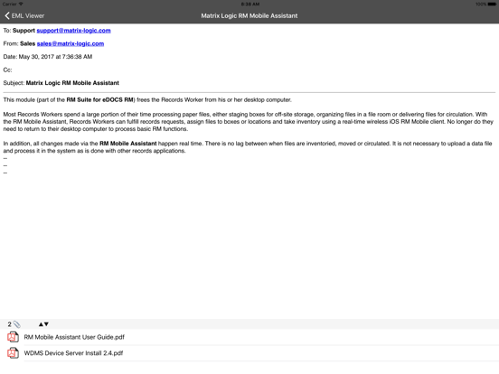 EML Viewer iPad app afbeelding 1