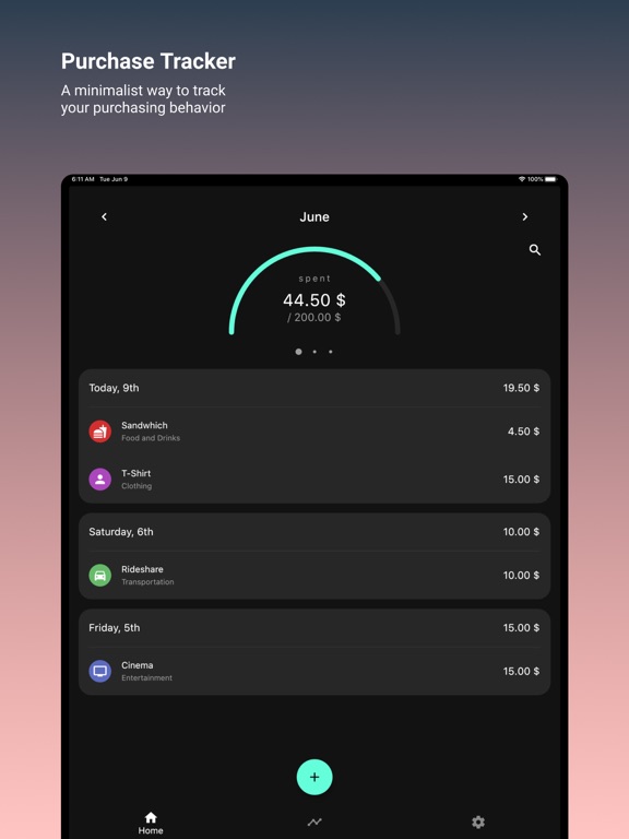 Purchase Tracker iPad screenshot 1 - Finance app