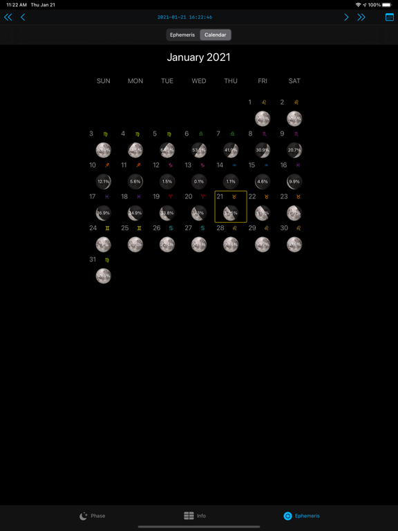 Moon Phase Calendar LunarSight iPad screenshot 4 - Weather app
