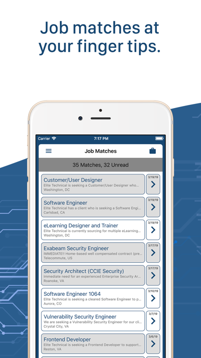 Elite Technical Job Search Screenshot