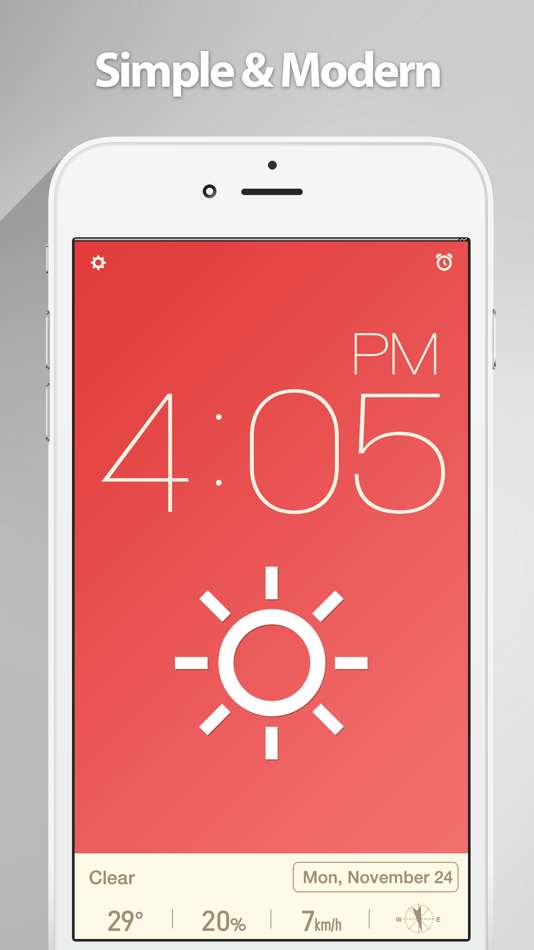 #2. Red Clock - Weather & Alarm (iOS) 由: MORETHAN APPS