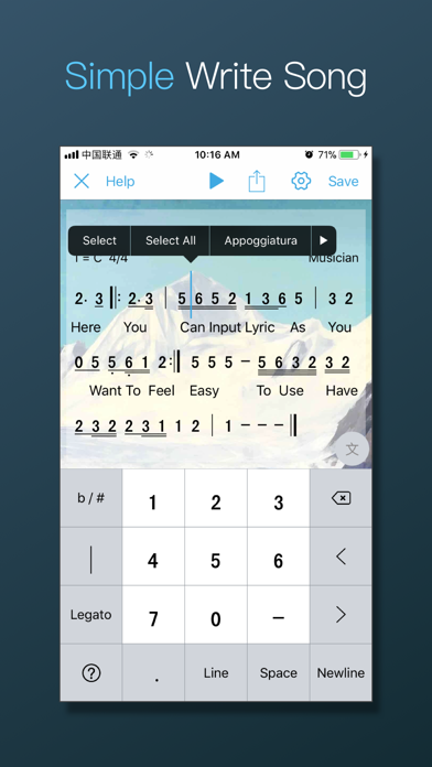 SimpNote Lite iPhone screenshot 2 - Music app