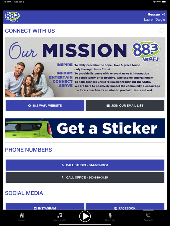 88.3 WAFJ iPad screenshot 5 - Music app