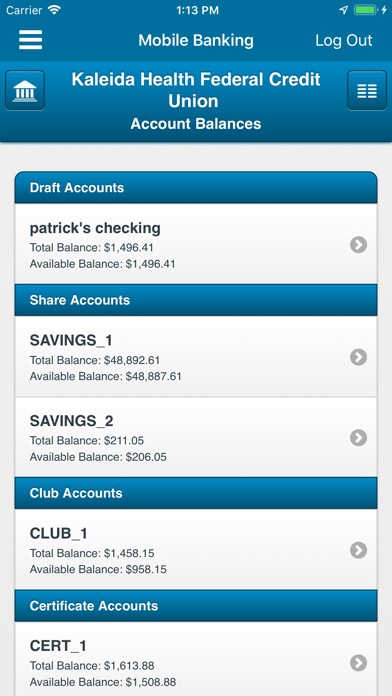 Kaleida Health FCU Screenshot
