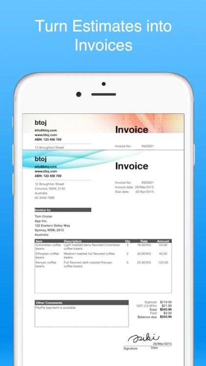 Estimate Maker - Invoice app