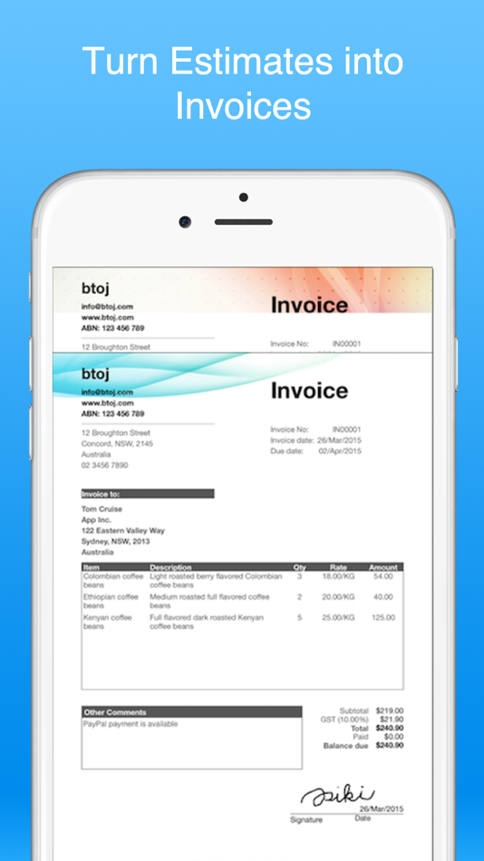 #2. Estimate Maker - Invoice app (iOS) 由: B TO J PTY LTD