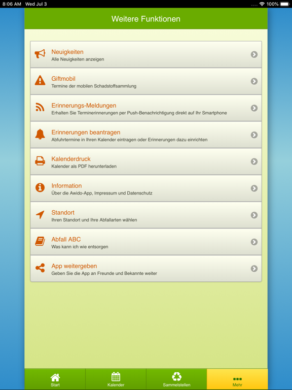 WGV Abfall-App iPad screenshot