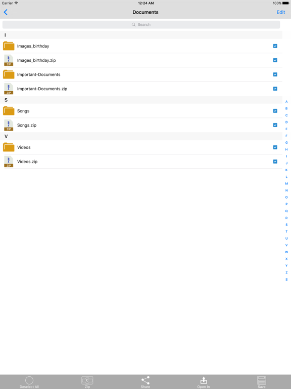 SmartZip iPad screenshot