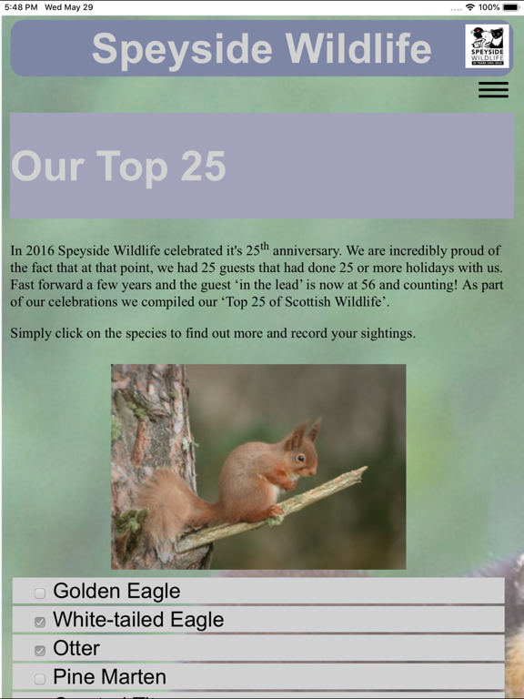 Speyside Wildlife iPad screenshot
