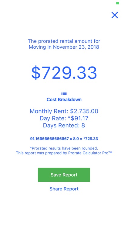Prorate Calculator Pro