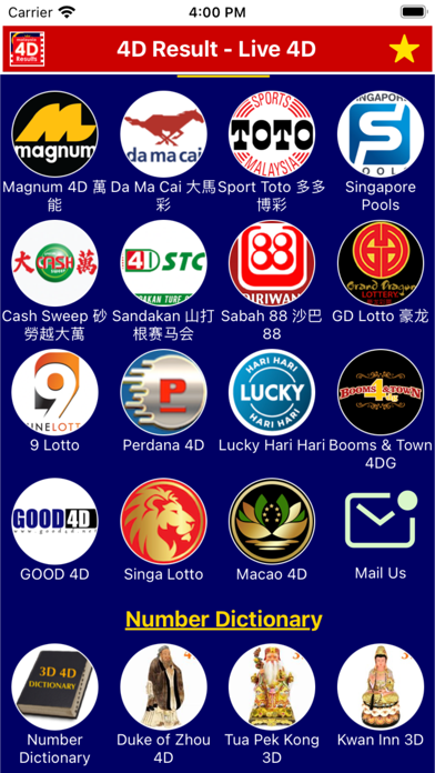 4D Results Toto 4D History Screenshot