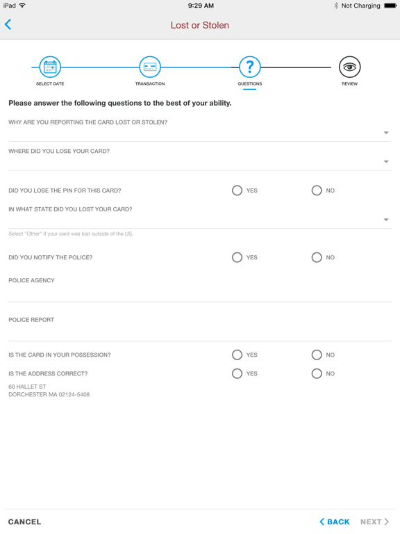BFCU Visa iPad screenshot