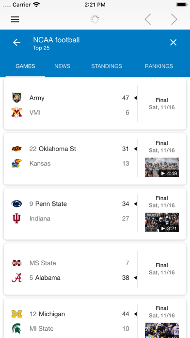 College Football Games screenshot