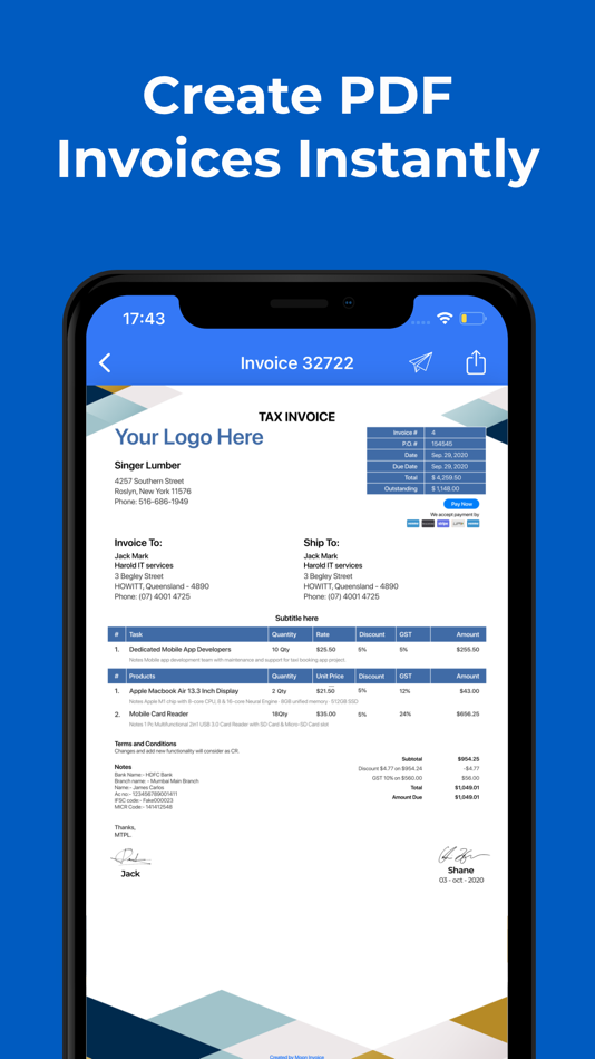 #2. Easy Invoice Maker App by Moon (macOS) 来自: Moon Technolabs Pvt Ltd