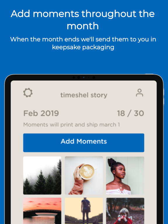 timeshel- monthly photo prints iPad screenshot