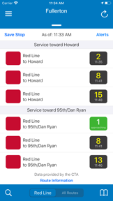 Transit Stop: CTA Tracker. screenshot