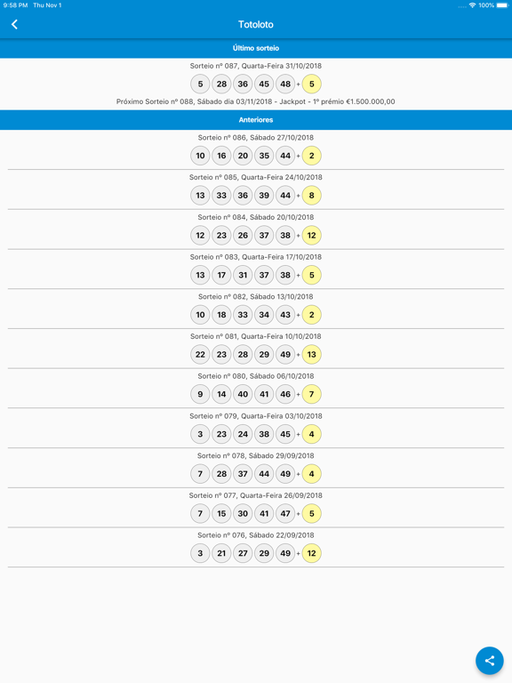 Lotarias Portugal: Resultados iPad screenshot 4