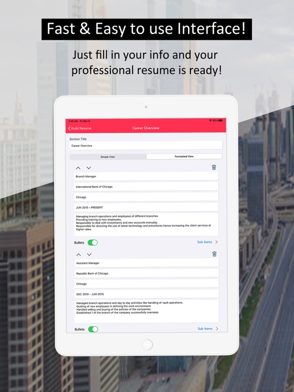 Resume Builder - PDF Templates iPad screenshot 4 - Business app