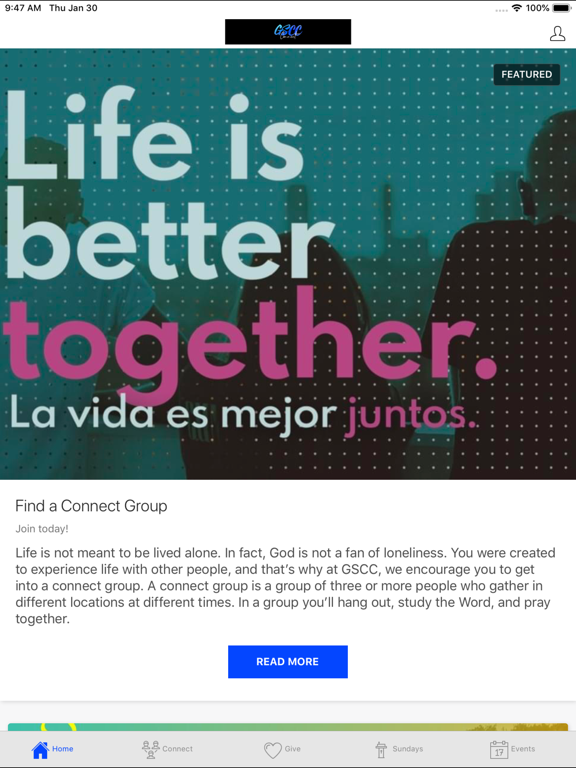 GSCC Connect iPad screenshot 1 - Lifestyle app
