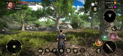 Evil Lands: Epic MMORPG game - The app showcases diverse biomes for players to discover, featuring realistic tree foliage and subtle natural terrain variations.