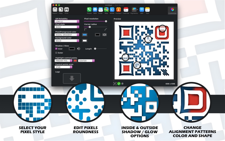 #2. iQR codes - QR Code Art Studio (macOS) Bởi: Marek Hrušovský
